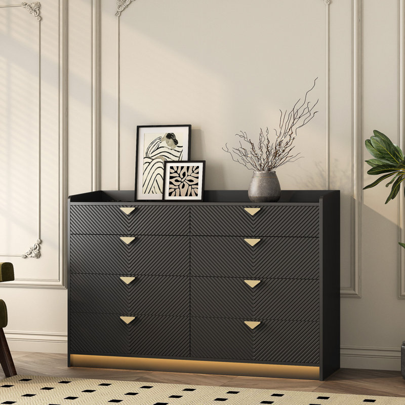 Commode double moderne, commode à DEL avec tiroirs