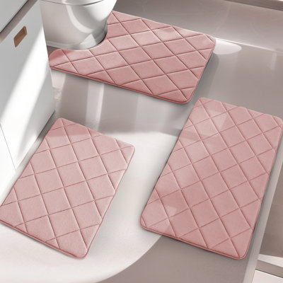 Bath Rug with Non-Slip Backing Memory Foam (Set of 3)