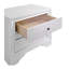 Table de chevet 3 tiroirs en bois avec boutons ronds en nickel, blanc
