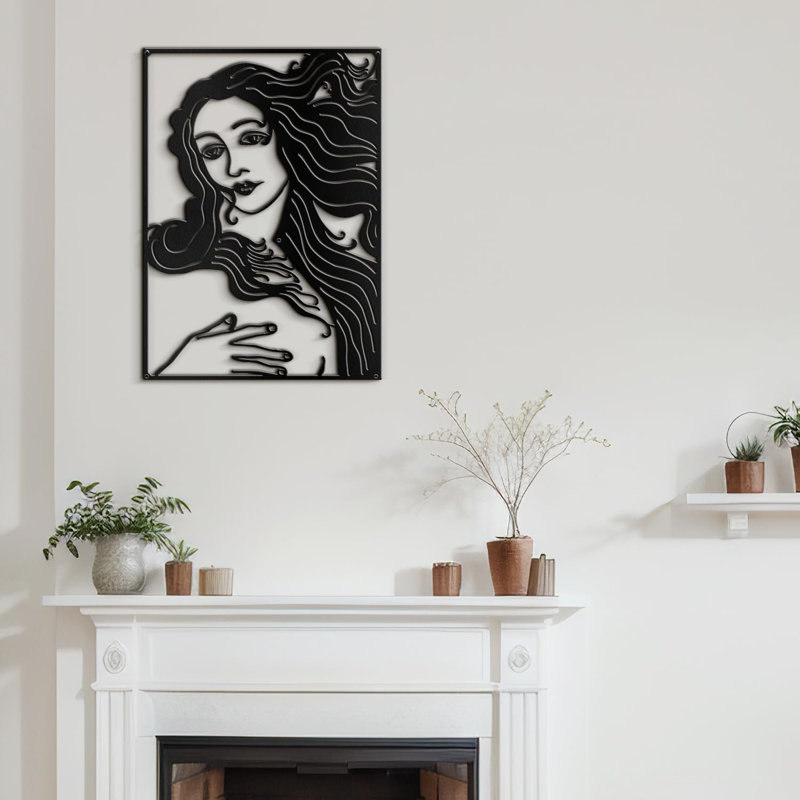 Décoration murale en métal, décoration murale moderne abstraite de Vénus, Noir, H 18 po x l 12 po x P 0,05 po
