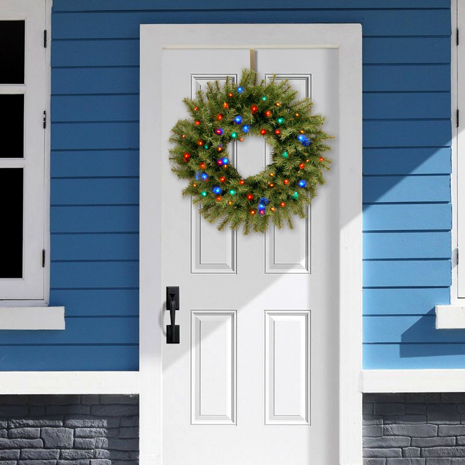 Handcrafted Pre-Lit Fir Christmas Wreath, 24" H x 24" W x 4.5" D