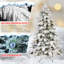 Arbre de Noël 8 pi en forme d'épouvantail avec 470 lumières DEL chaudes, 1242 pointes en PVC, poteau électrique et structure à charnières - Décoration de Noël réaliste enneigée-118094908