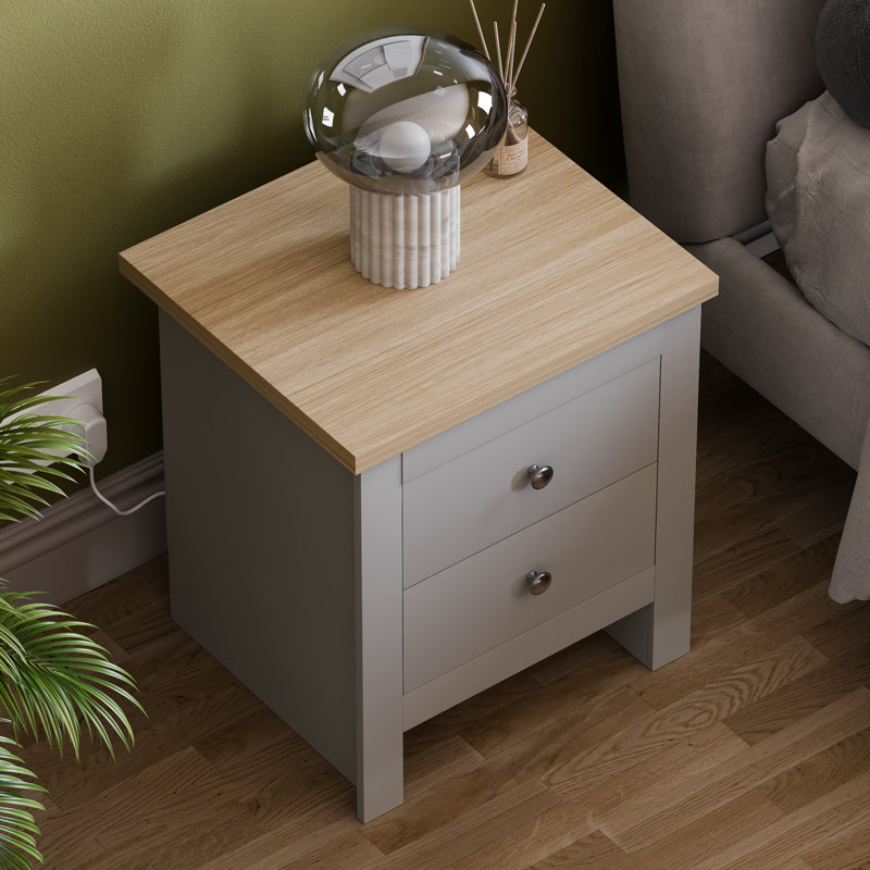 Morley 45cm W Manufactured Wood Bedside Table, Grey