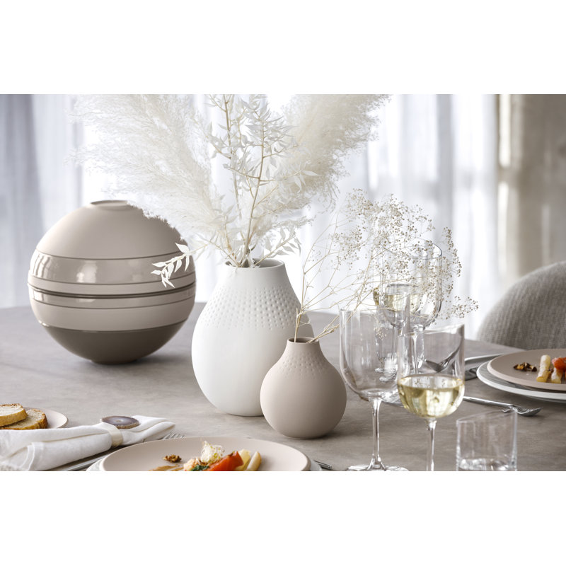 Villeroy & Boch - Manufacture Collier Sand, Small Vase Perle, 4.75 in, Premium Porcelain, Beige