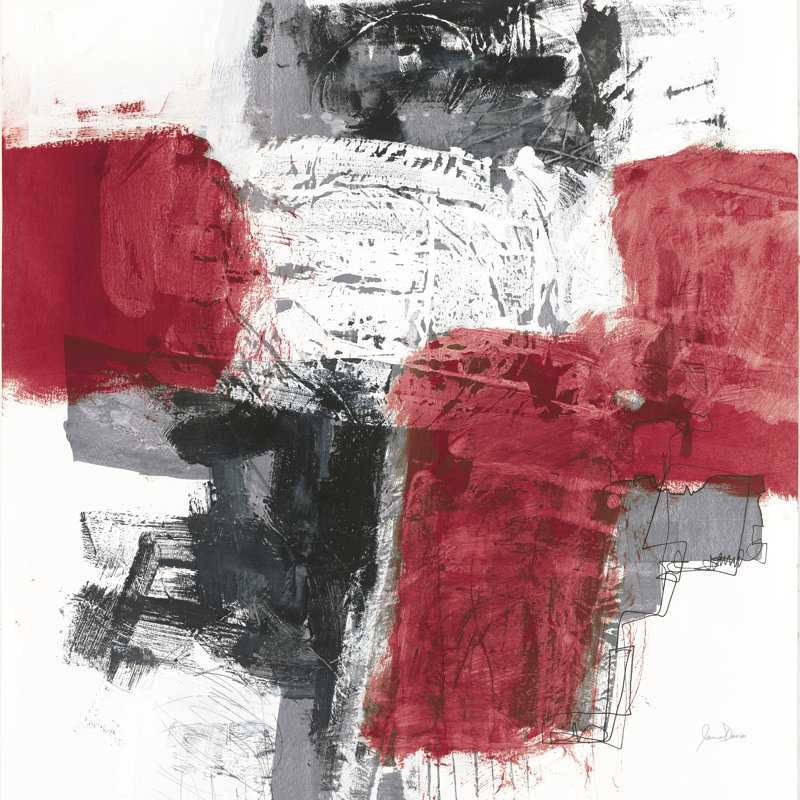 Action I Red Black by Jane Davies - Wrapped Canvas Painting, 122cm H x 122cm W