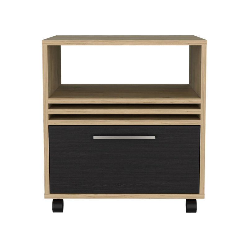 Table de chevet de 20 po en chêne naturel, avec tiroir spacieux et tablette de rangement pratique, table de chevet mobile pour une navigation en douceur,