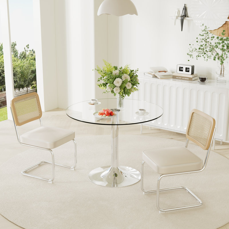 Ensemble de table de salle à manger 3 pièces, Beige, H 29,5 po x L 35 po x l 35 po