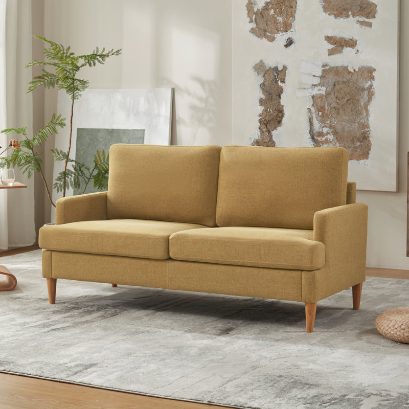 Ensemble de salon rembourré 3 pièces Transitional Modern - 1 causeuse et 2 fauteuils, Jaune