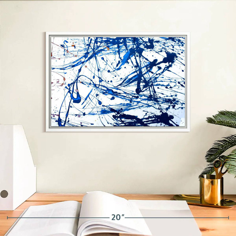 Bleu marine Leota, Cadre flottant blanc, 13 po x 9 po