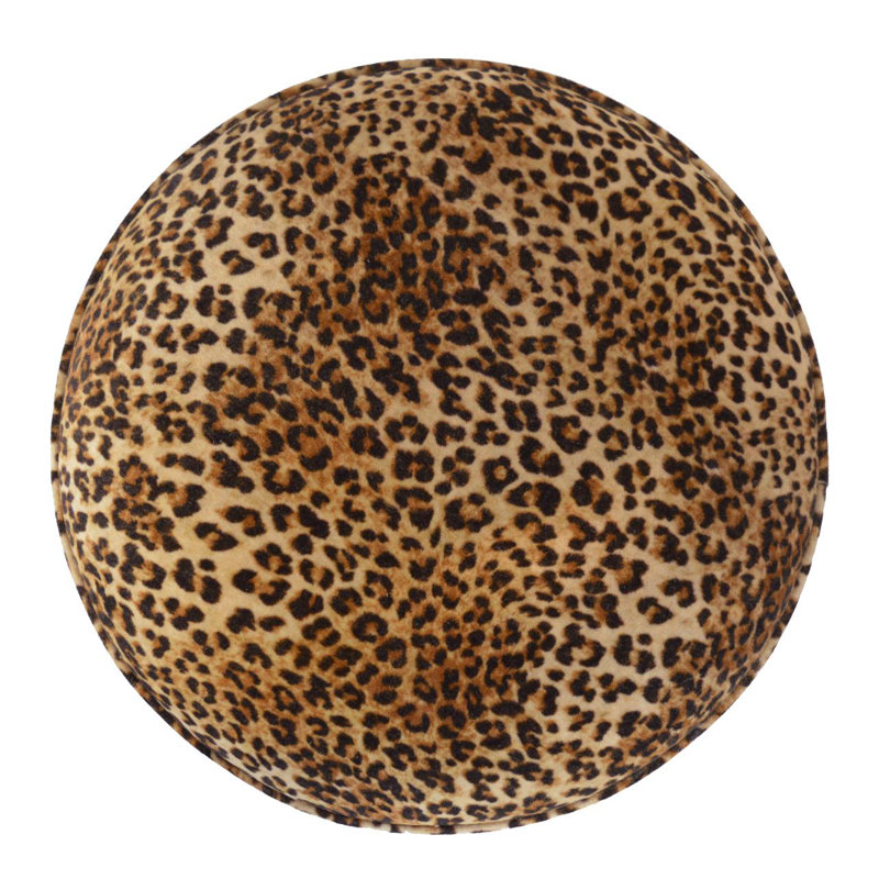 Hardtner 45cm Wide Velvet Round Animal Print Footstool Ottoman