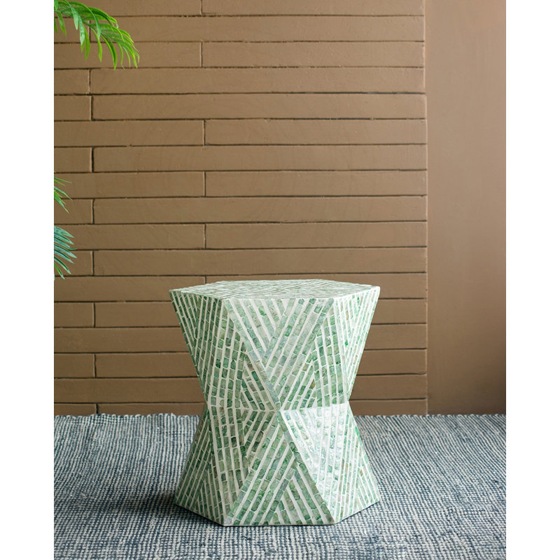 Tapered Green Garden Capiz Stool