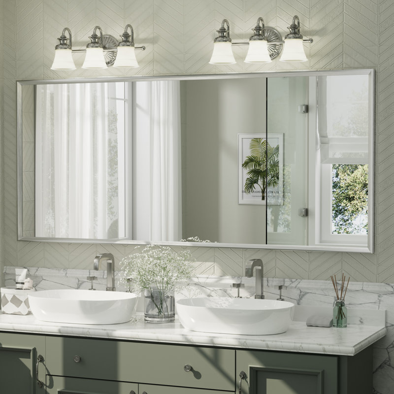 Miroir mural Amara, 72 po x 32 po, Argent brossé