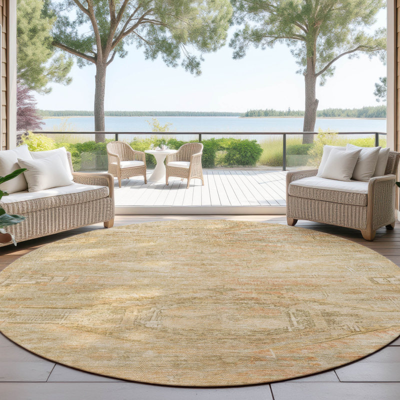 Emalisse Ivory Washable Indoor-Outdoor Rug - LOOMLAN, 8' x 8'