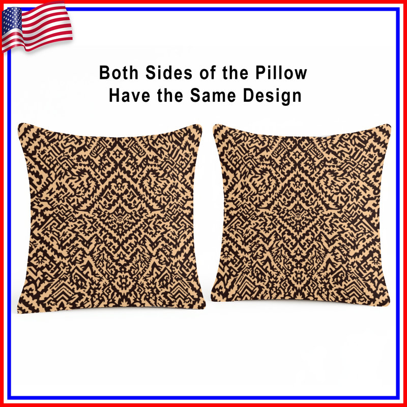 Intricate Brown Beige Pattern Double Sided Throw Pillows, 20 x 20 inches