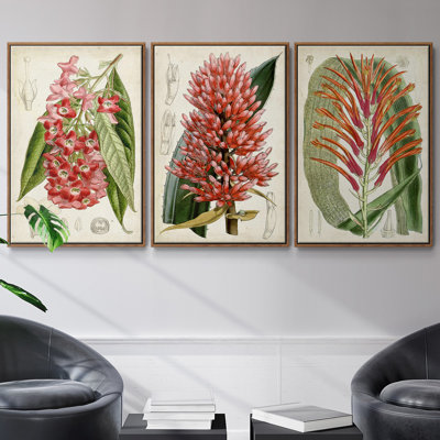 Tropical Gems IV, ensemble de 3 toiles encadrées sur toile