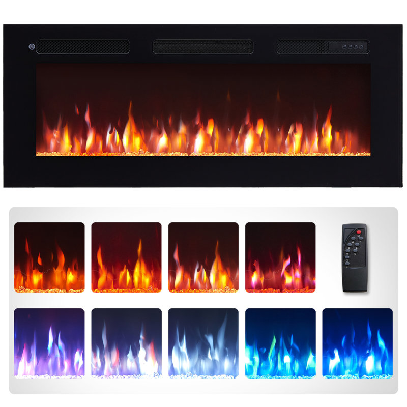 WILTON FLAMEKO Black Electric Fireplace, 43cm H x 102cm W x 14cm D