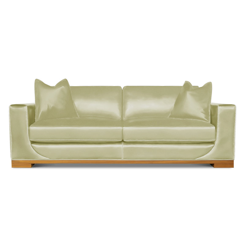 Canapé à accoudoirs carrés en cuir véritable de 91 po Cassidy, Cobalt (rêveur), Muscade