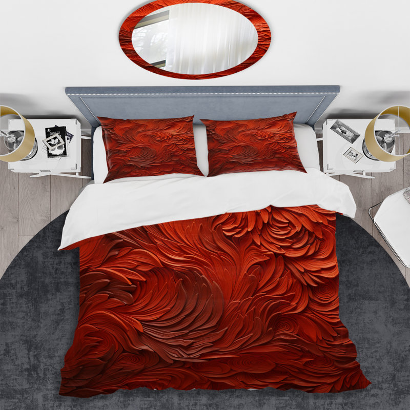 Ensemble de housse de couette Volachic Red Fusion Vector 2 - Tachisme, Housse de couette simple + 1 taie décorative stan