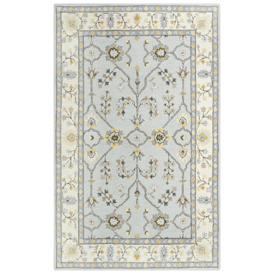 Tapis oriental gris en laine touffeté à la main Bernard