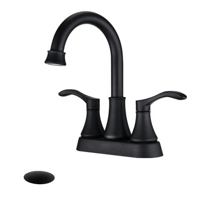 Robinet de salle de bain 4 pouces - noir mat, bec pivotant à 360 ° avec bonde escamotable, fabrication en métal,, écoulement d'eau à bulles d'eau, rouille, cartouche de disque en céramique, poignées doubles élégantes pour