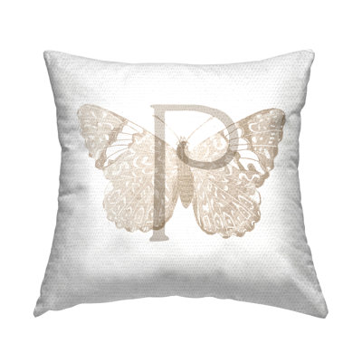 Butterfly Letter Outdoor Throw Pillow