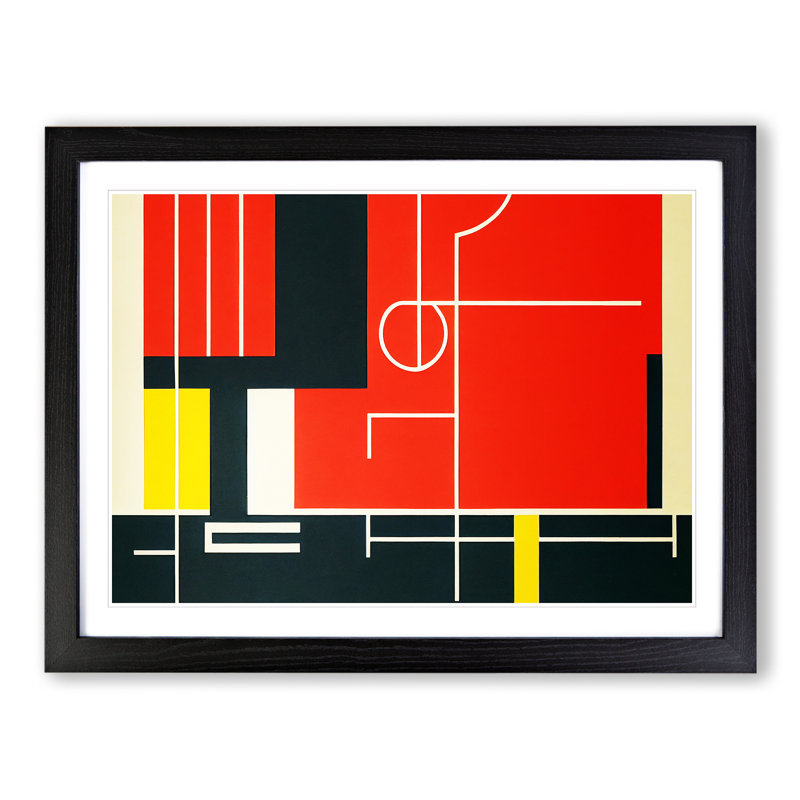 Bauhaus Art Abstract - Single Picture Frame Print, Black, 46cm H x 64cm W x 2cm D