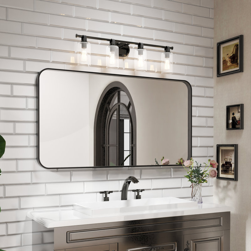 Miroir de salle de bain mural rectangulaire en aluminium l 55 po x H 30 po, Rectangle, 30" x 55"