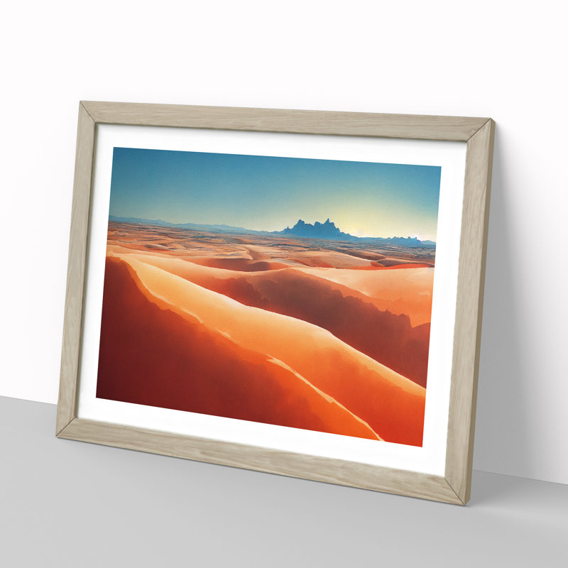 Watercolour Desert Vol.5 1 Piece Single Picture Frame Wall Art, 46cm H x 64cm W x 2cm D, Oak