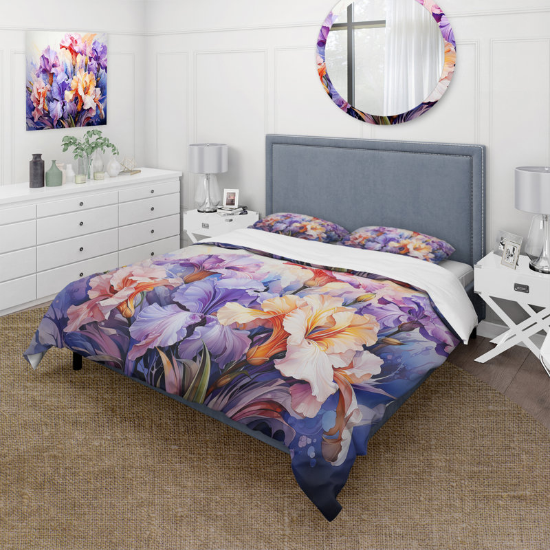 Ensemble de housse de couette en microfibre / polyester Meadow Iris Whispers I