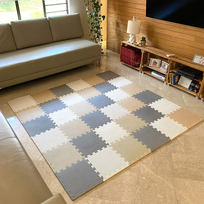 Tapis de jeu en mousse non toxique, Crème / gris / beige