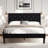 Black Full Size Velvet Upholstered Platform Bed Frame with Diamond Tufted Headboard, No Box Spring Needed-809376600-805318854