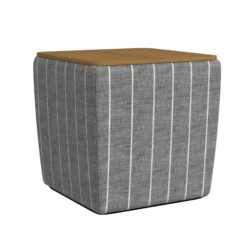Nako Upholstered Ottoman, Gray Woven Stripe