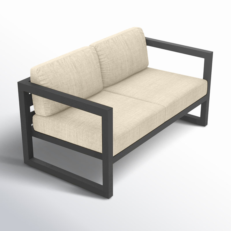 Avion Loveseat - Black, Canvas Charcoal Sunbrella® Canvas, Slate