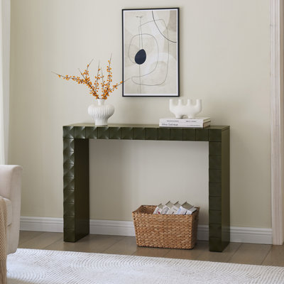 Modern Geometric Wood Console Table, Textured Entryway Sofa Table, Narrow Accent Table for Hallway, Living Room or Behind Couch