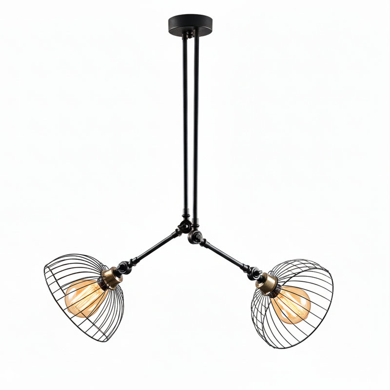 Lustre géométrique moderne en métal 2 lumières, Encre