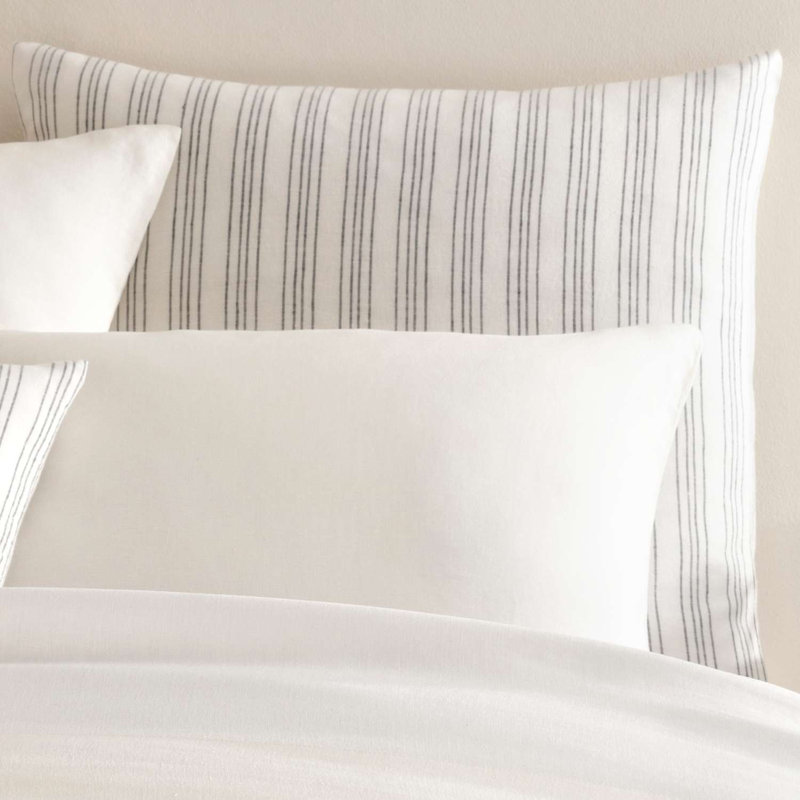 Lush Linen Stripe Sham, King, Slate Blue