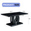 Table basse rectangulaire moderne minimaliste en panneau de fibres à densité moyenne noire avec motif d'autocollant