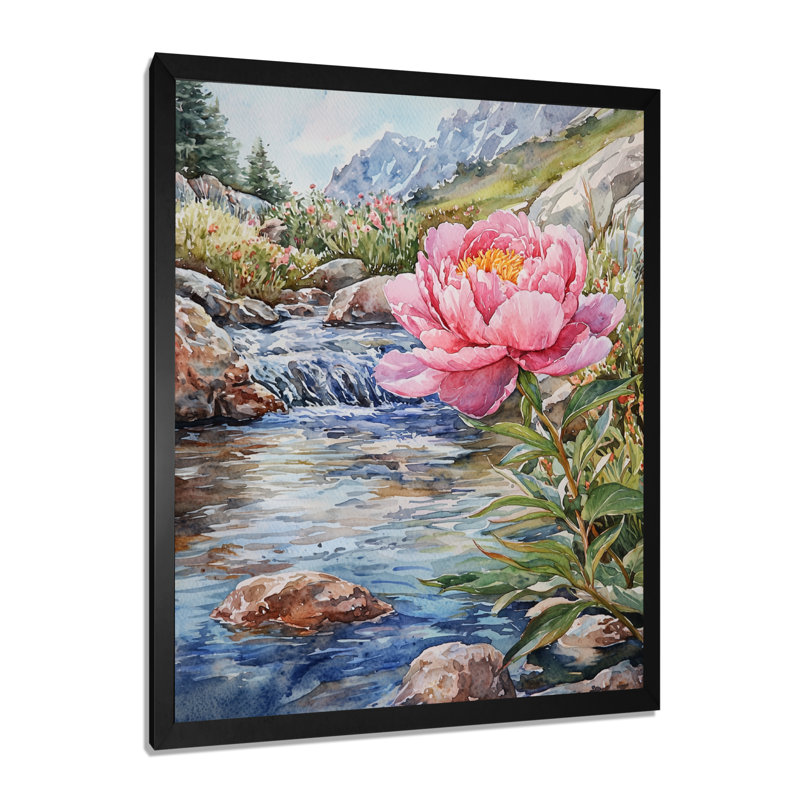 Gieselle - Art mural floral, Noir, H 20 po x l 12 po, Reproduction encadrée d'une seule photo