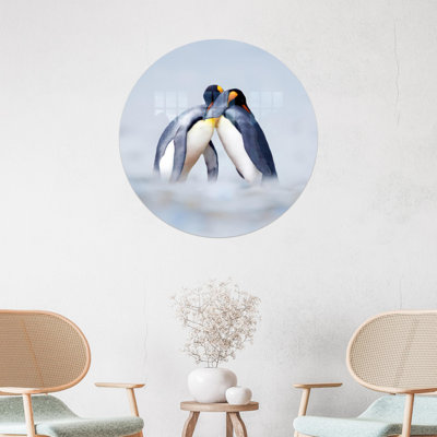 Élégant art mural en verre trempé sur le thème des pingouins, parfait pour la décoration intérieure et un cadeau idéal pour les amoureux des animaux