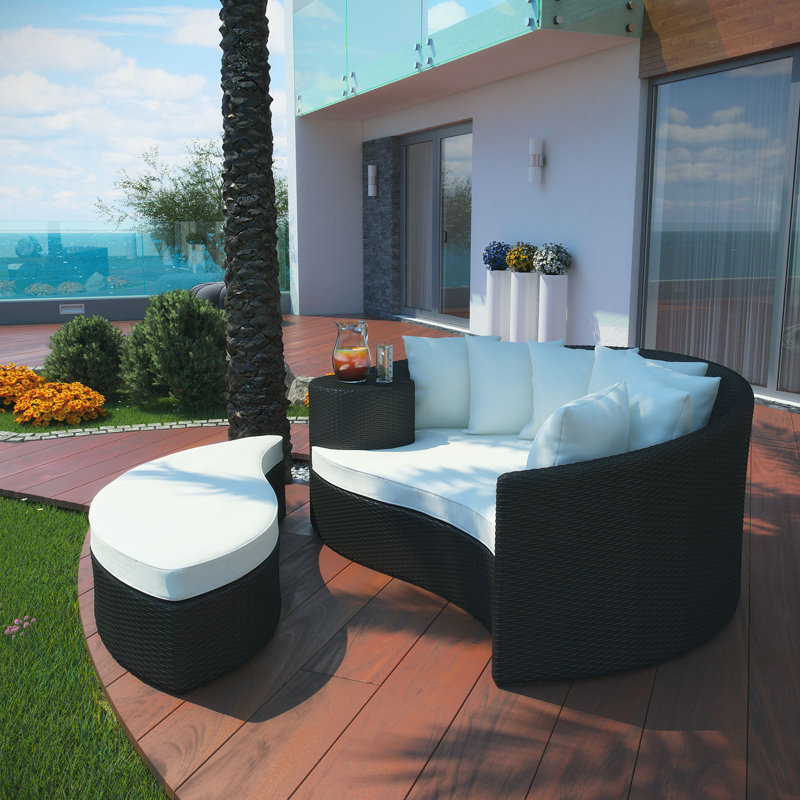 Modway Taiji Outdoor Patio Daybed, Espresso, White