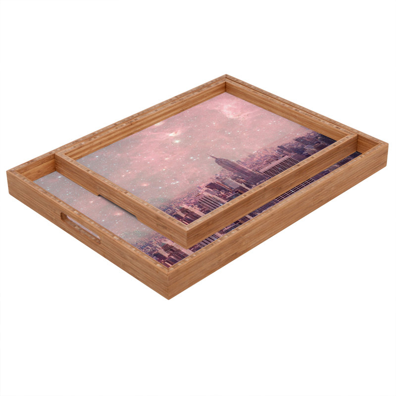 Plateau de table repose-pieds/café bianca stardust recouvrant new york, H 1,75 po x l 18 po x p 14 po