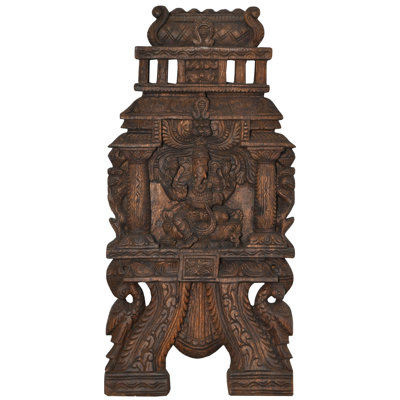 Décoration murale en bois fabriquée à la main Ganesha, hauteur de 24 po, temple sud-indien sculpté pour la méditation et l'autel de la maison