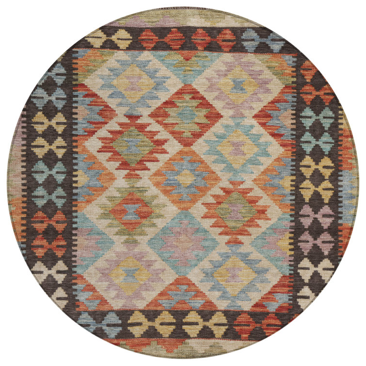 Machine Washable Indoor/Outdoor Xhevrie Paprika Rug