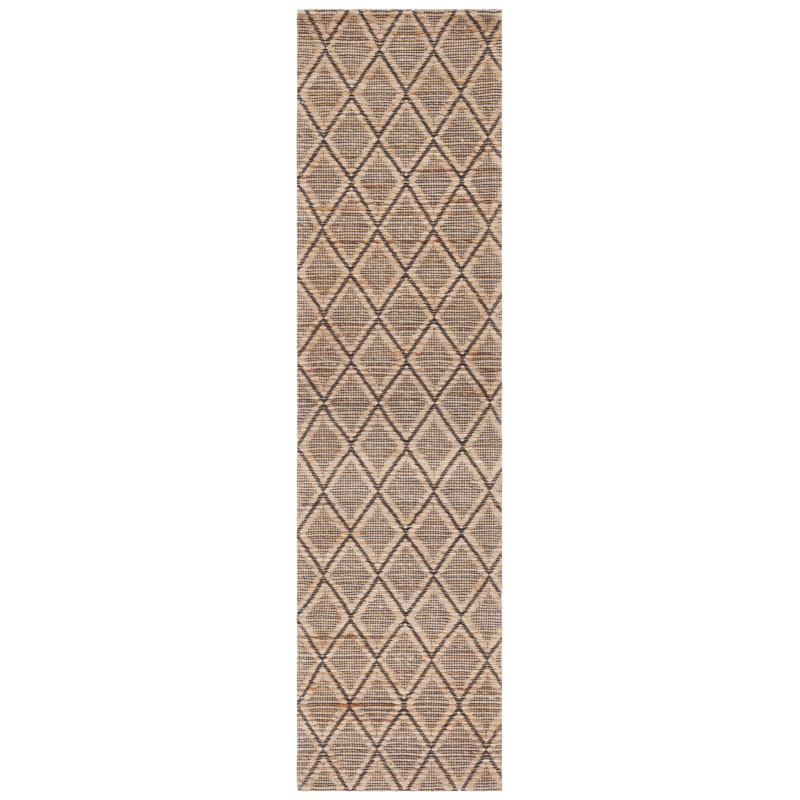 Natural Fiber Hand Loomed Wool/Jute Geometric Rug in Brown, Runner 2'3" x 9'
