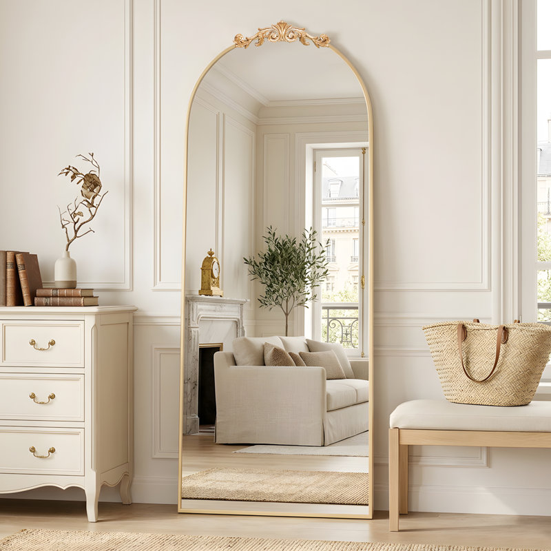 Oversized Vintage Arch Accent Full Length Wall/Floor Mirror, Gold, 71" x 28"