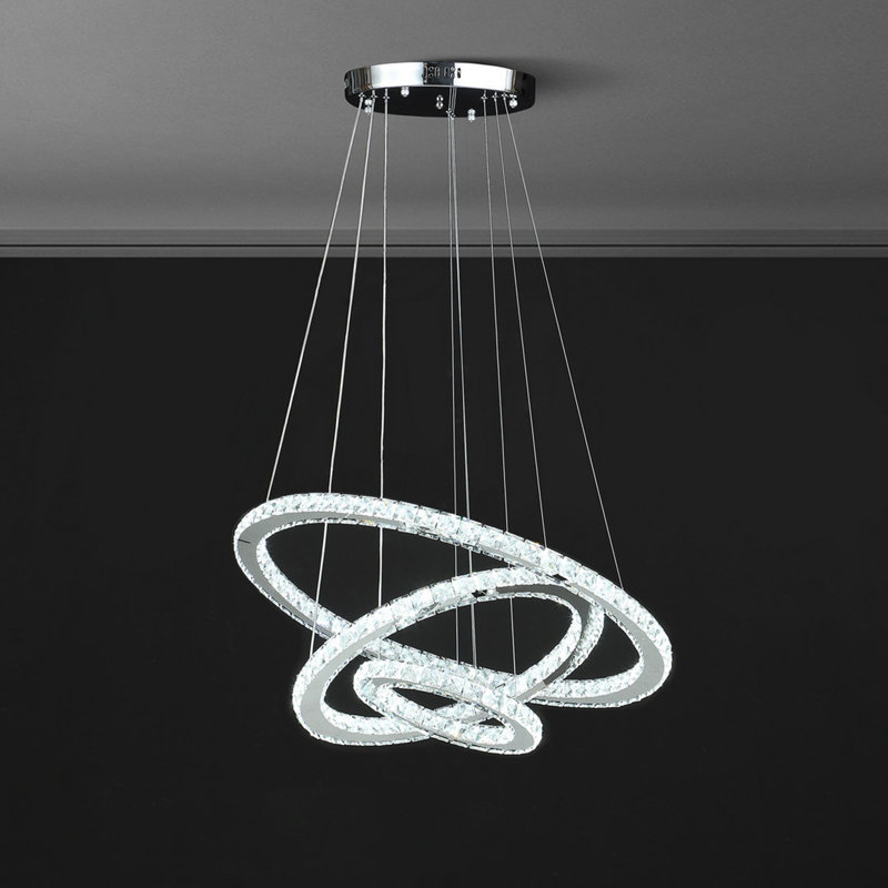 Lustre à télécommande moderne en cristal inoxydable