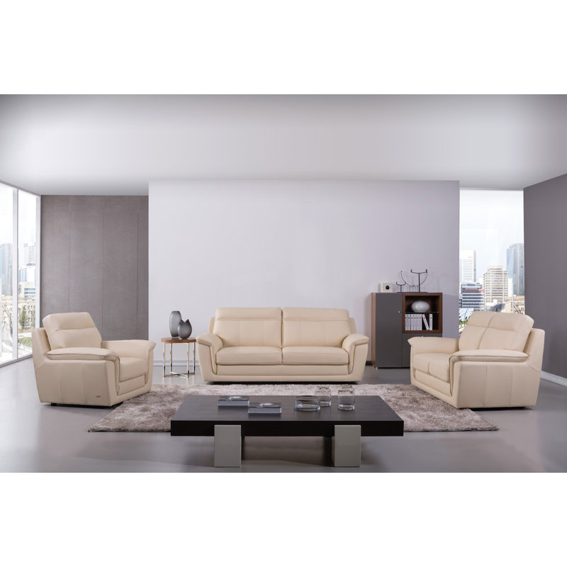 Canapé Owen, Cuir beige assorti