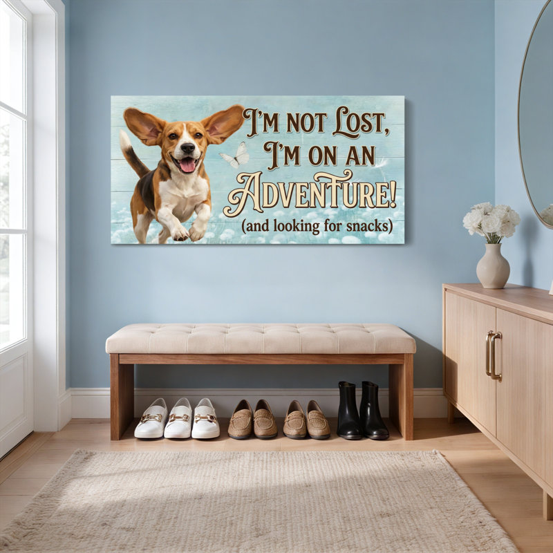 Ensemble d'une toile imprimée « Citation sur l'aventure avec un chien », H 24 po x l 48 po