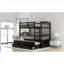 Structure de lit simple superposé au-dessus de lit simple en bois de pin brun avec couchette convertible et tiroirs de rangement, convient aux matelas simples standard