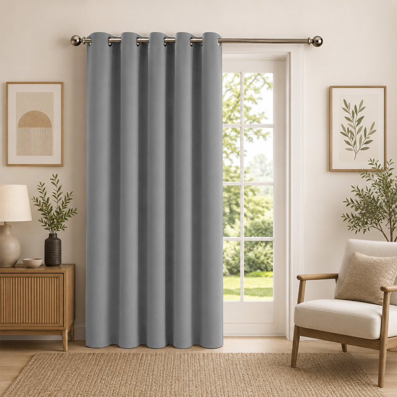 Room Darkening Single Curtain Panel, LIGHT GREY